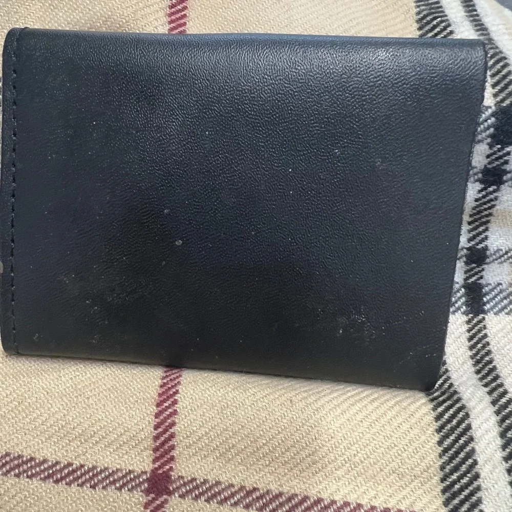 Mens Black Leather Biker Wallet Motorcycle Embossed Tri Fold Snap‎ Closure USA